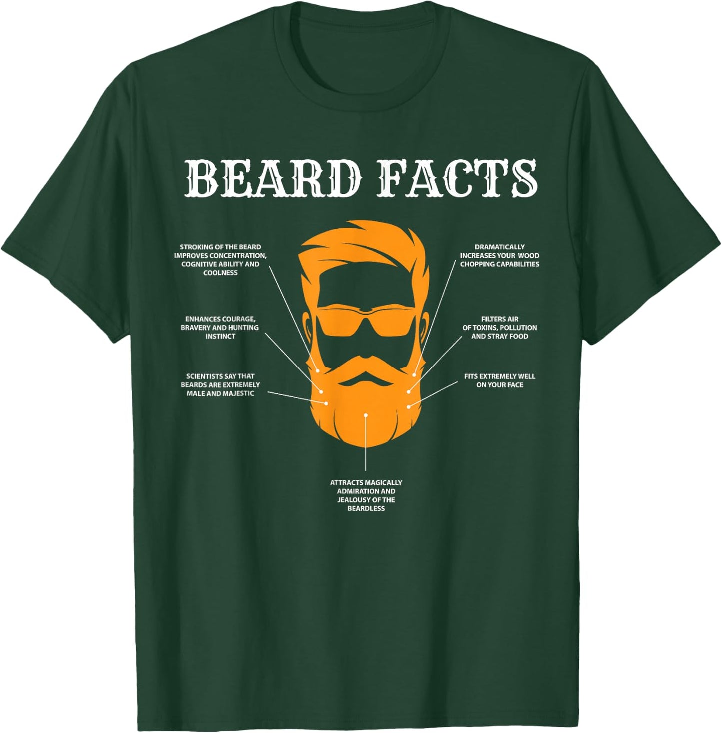 Funny Beard Facts, Bearded Man, Barber, Beard Lover T-Shirt - T-Shirt | Forest