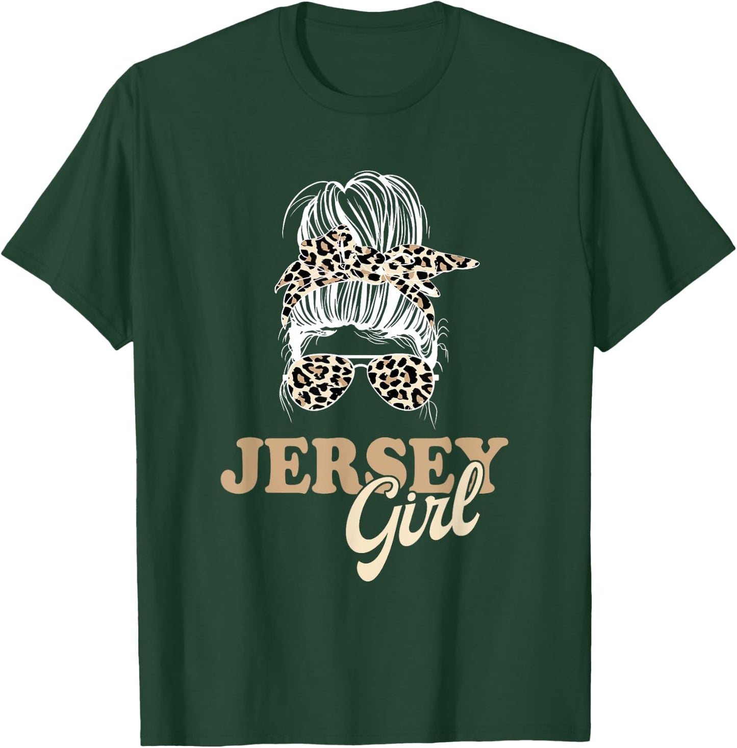 Jersey Girl Messy Bun T-Shirt - T-Shirt | Forest