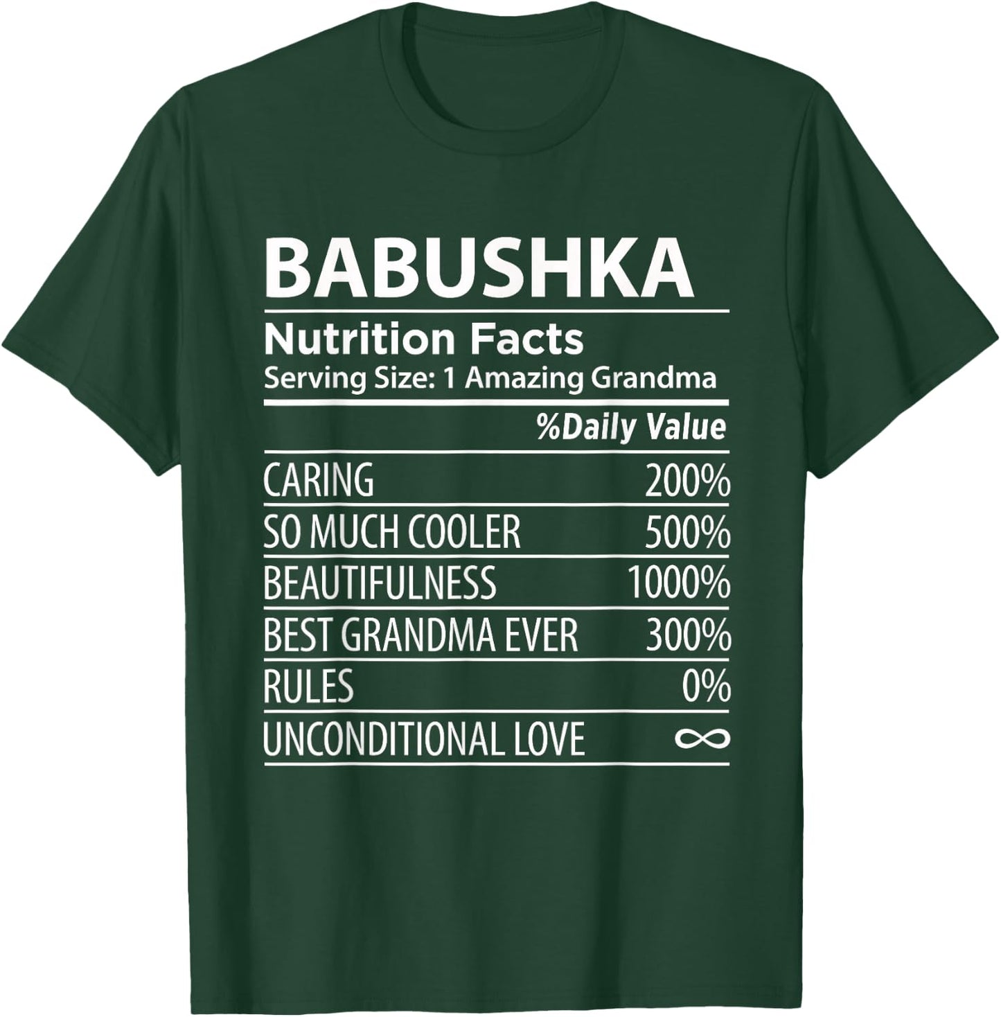 Babushka Nutrition Facts | Funny Russian Grandma T-Shirt - T-Shirt | Forest