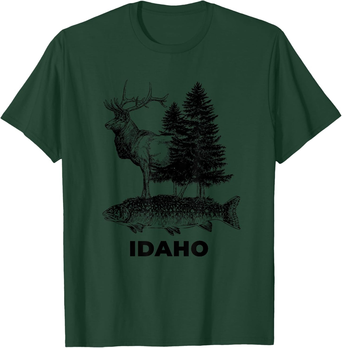 Idaho Vacation and Elk Trout Fish T-Shirt - T-Shirt | Forest