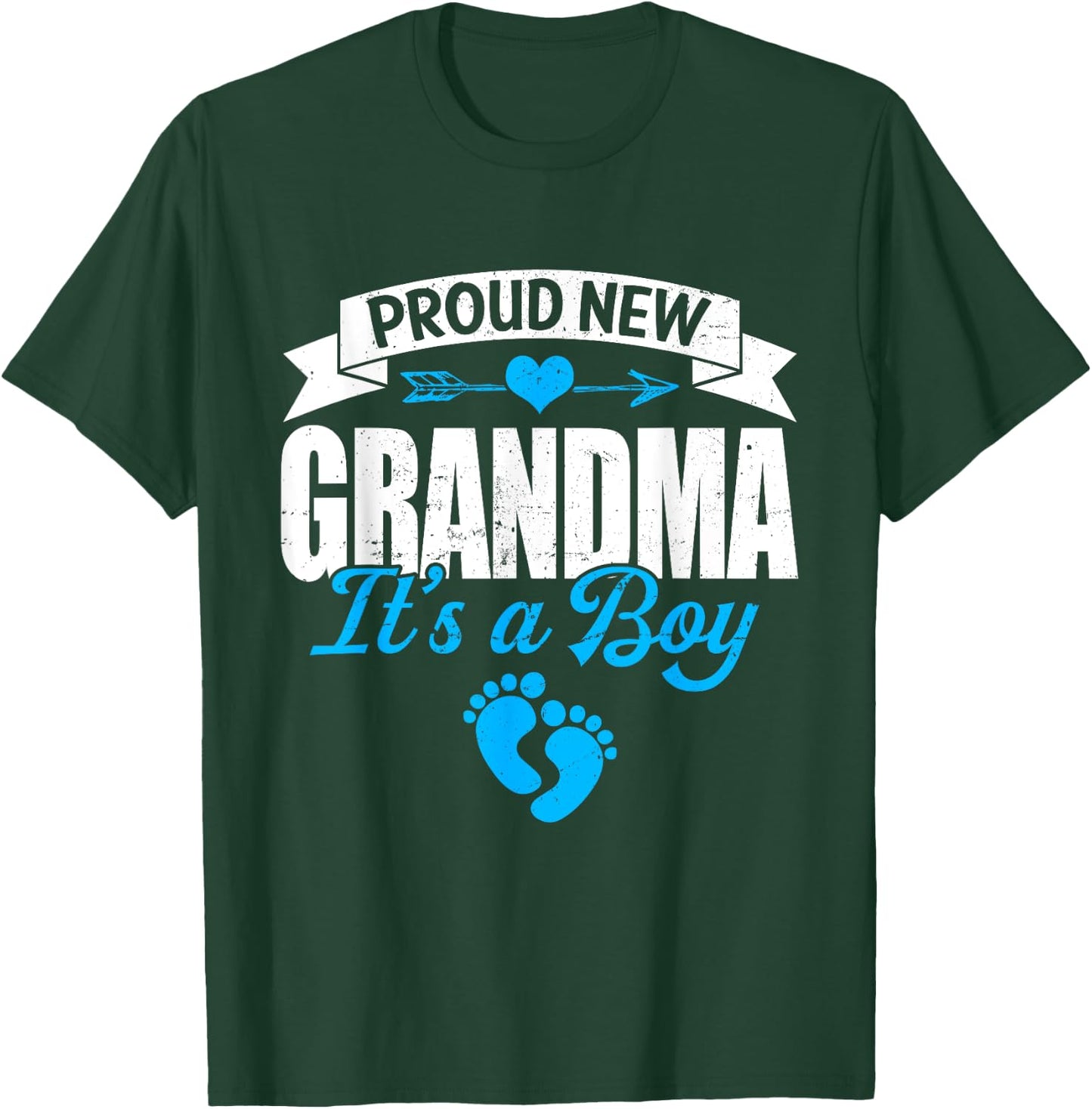 Retro Family Proud New Grandma It's A Boy Gender Reveal T-Shirt - T-Shirt | Forest