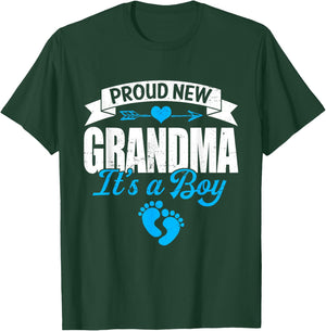 Retro Family Proud New Grandma It's A Boy Gender Reveal T-Shirt - T-Shirt | Forest