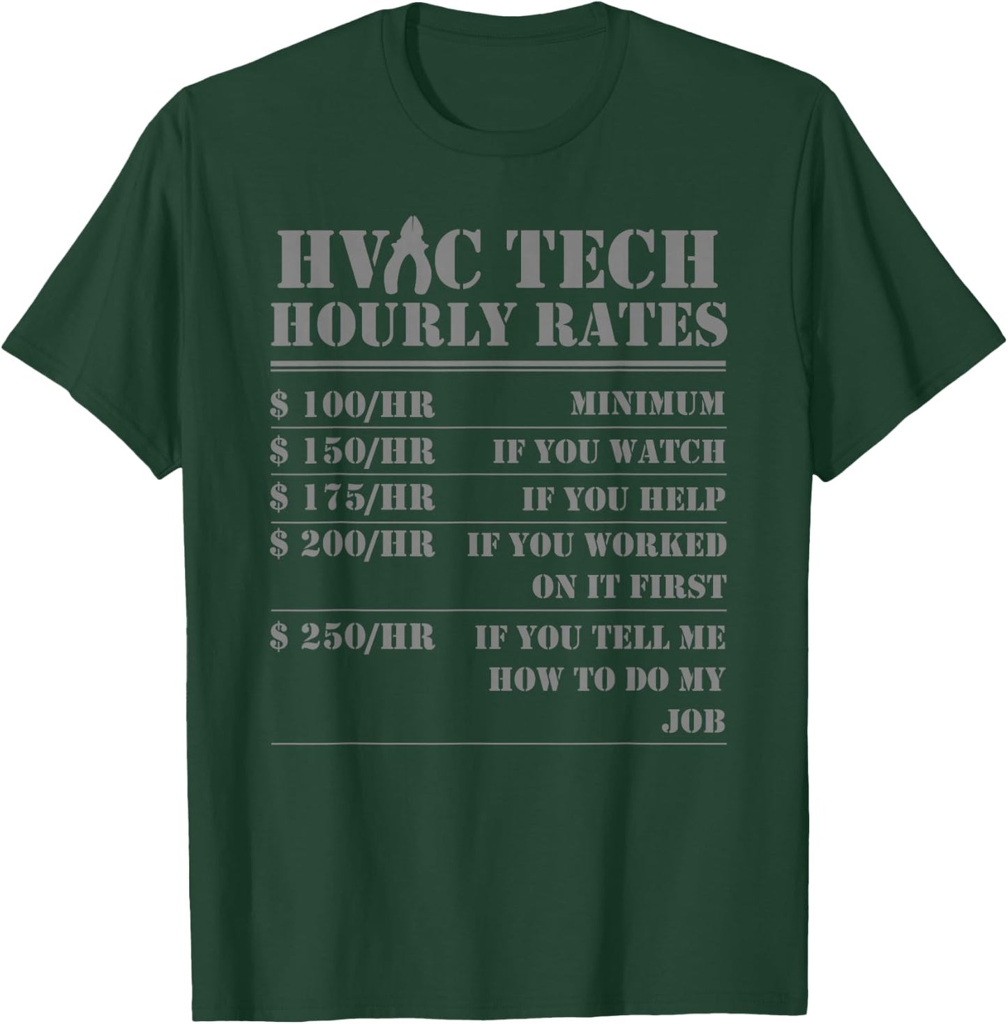 HVAC Tech Hourly Rate Funny Technician Maintenance Job Gifts T-Shirt - T-Shirt | Forest