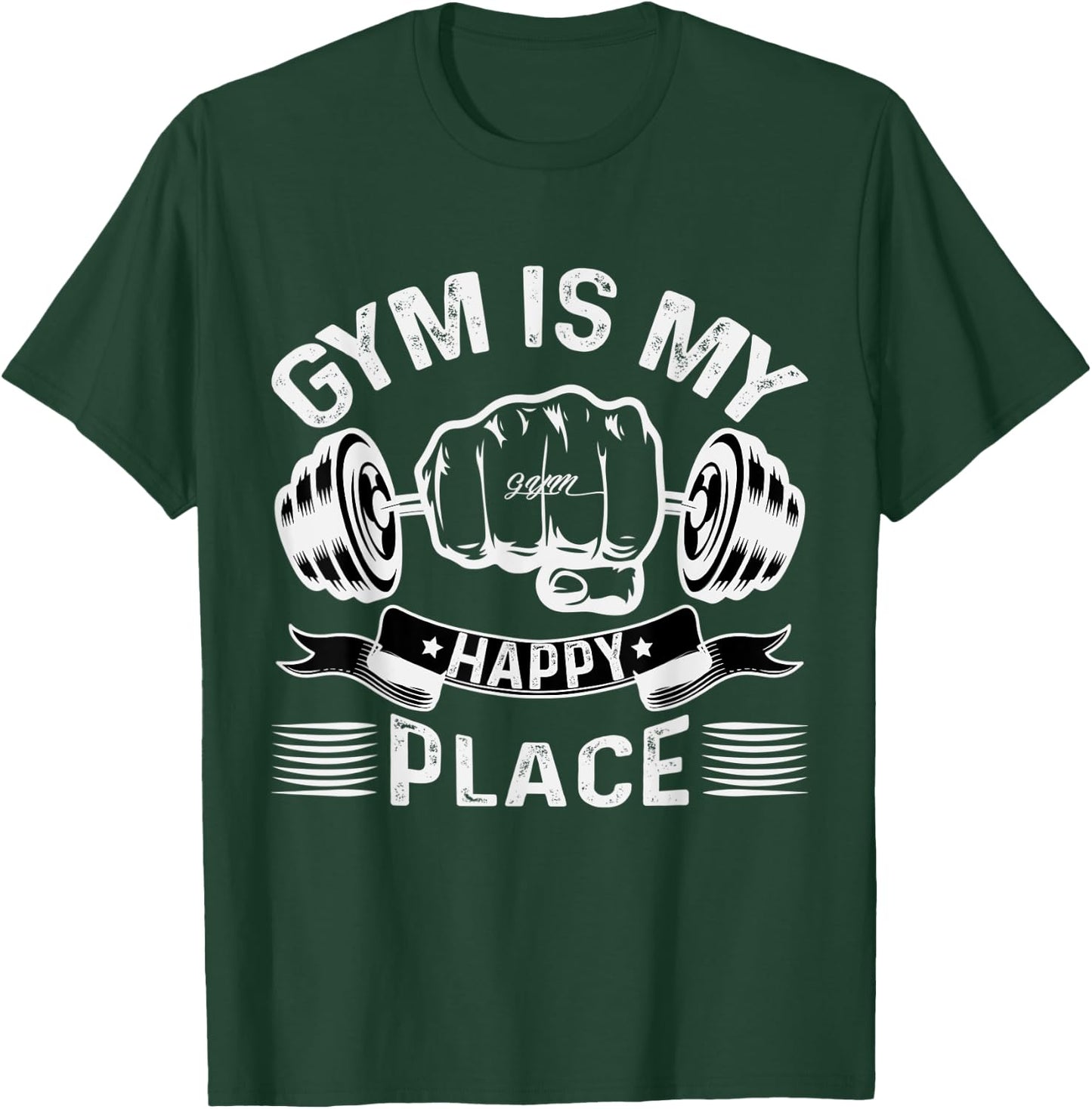 The Gym Is My Happy Place Gymnast Lover Gymnastics Fitness T-Shirt - T-Shirt | Forest