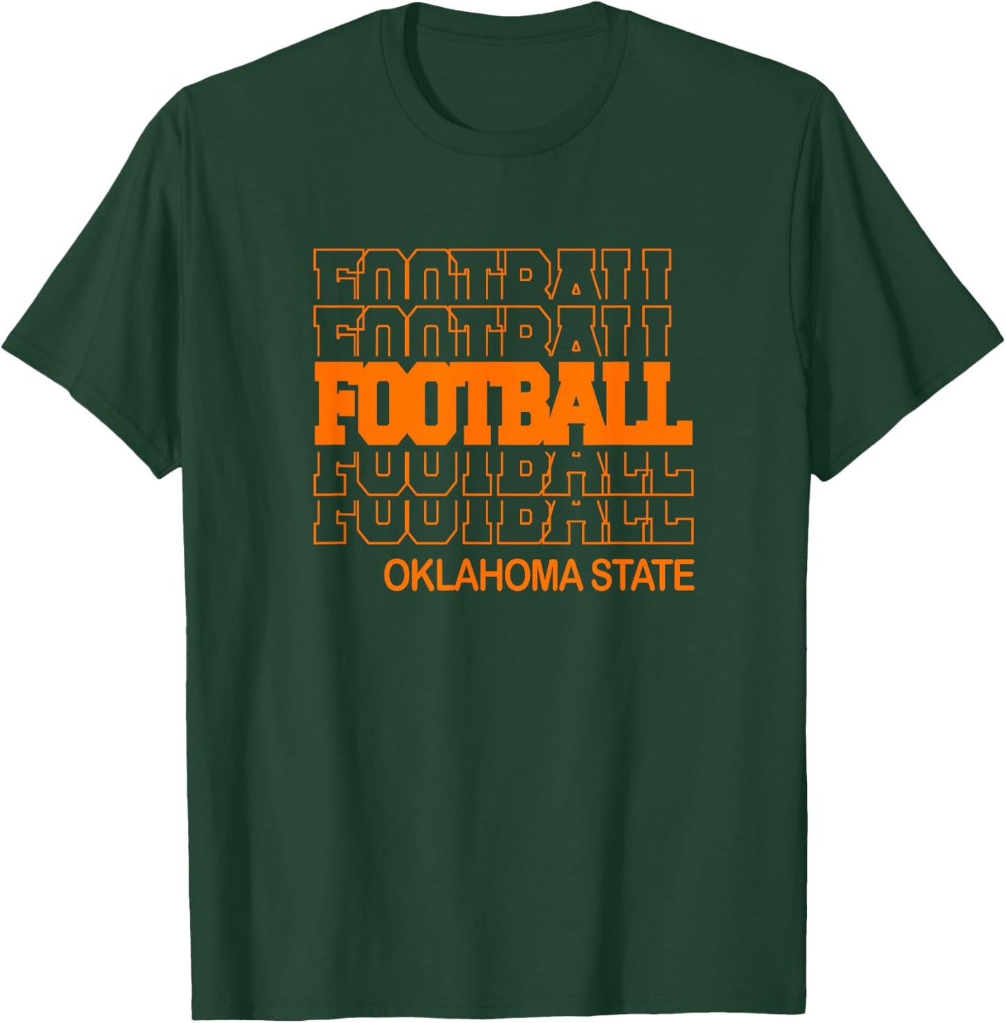 Football Oklahoma State in Modern Stacked Lettering T-Shirt - T-Shirt | Forest
