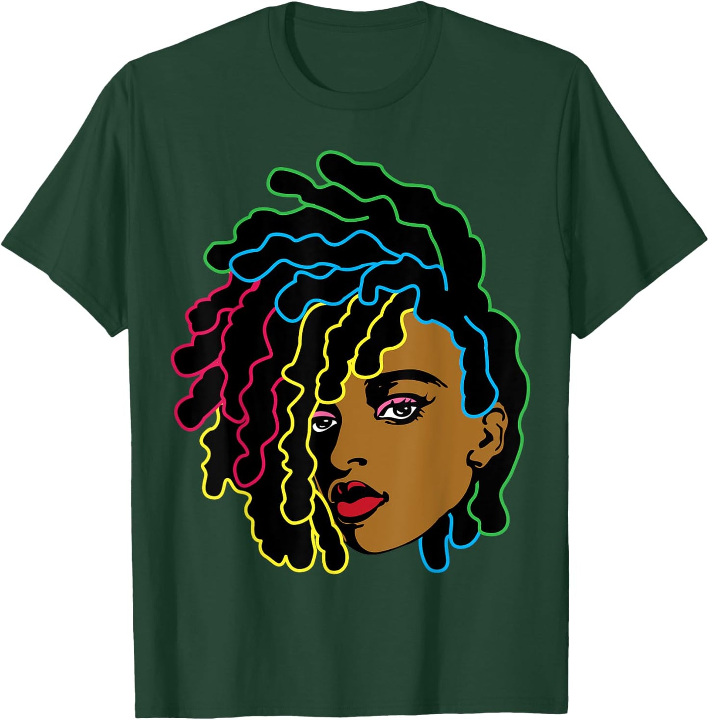 Black Woman African Afro Hair Cool Black History Month Gift T-Shirt - T-Shirt | Forest