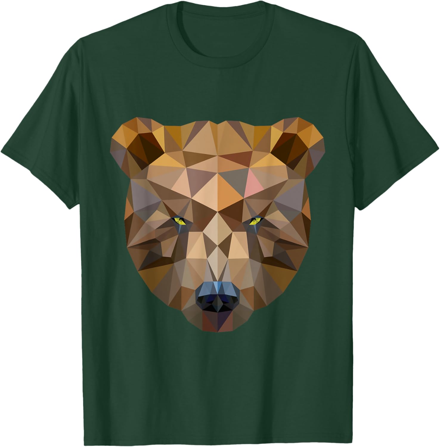 Bear Brown Bear Grizzly Bear Polygon Art Geometric Shapes T-Shirt - T-Shirt | Forest