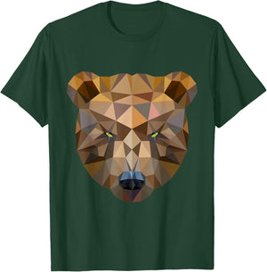 Bear Brown Bear Grizzly Bear Polygon Art Geometric Shapes T-Shirt - T-Shirt | Forest