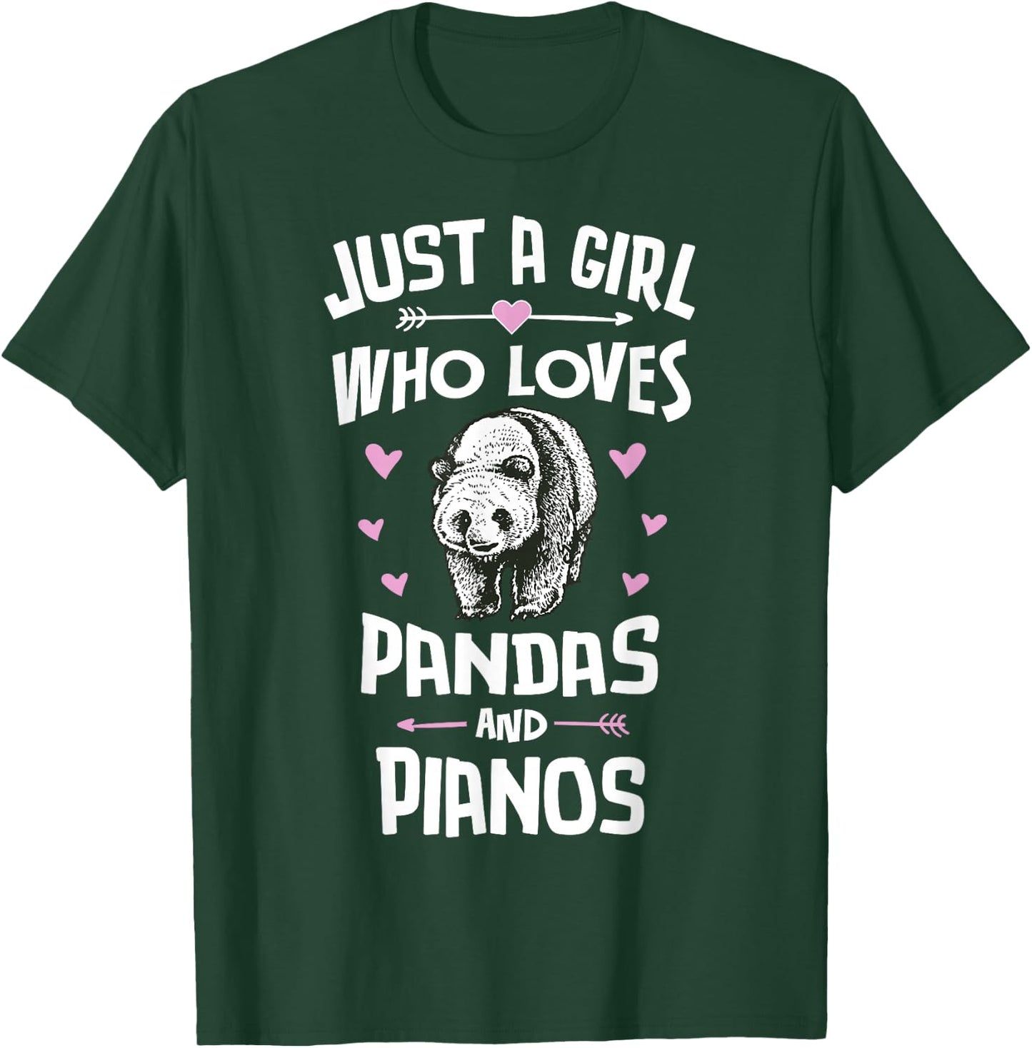 Pandas And Pianos Shirt Gift Girls Women T-Shirt - T-Shirt | Forest