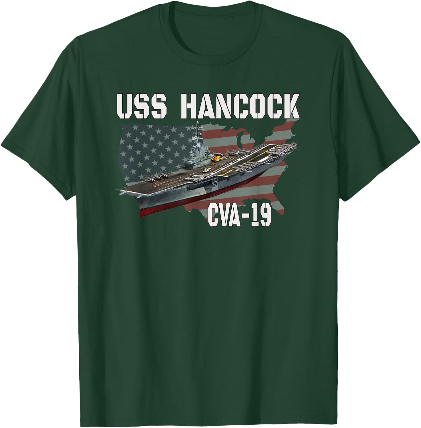 USS Hancock CVA-19 Aircraft Carrier Veterans Day Fathers Day T-Shirt - T-Shirt | Forest