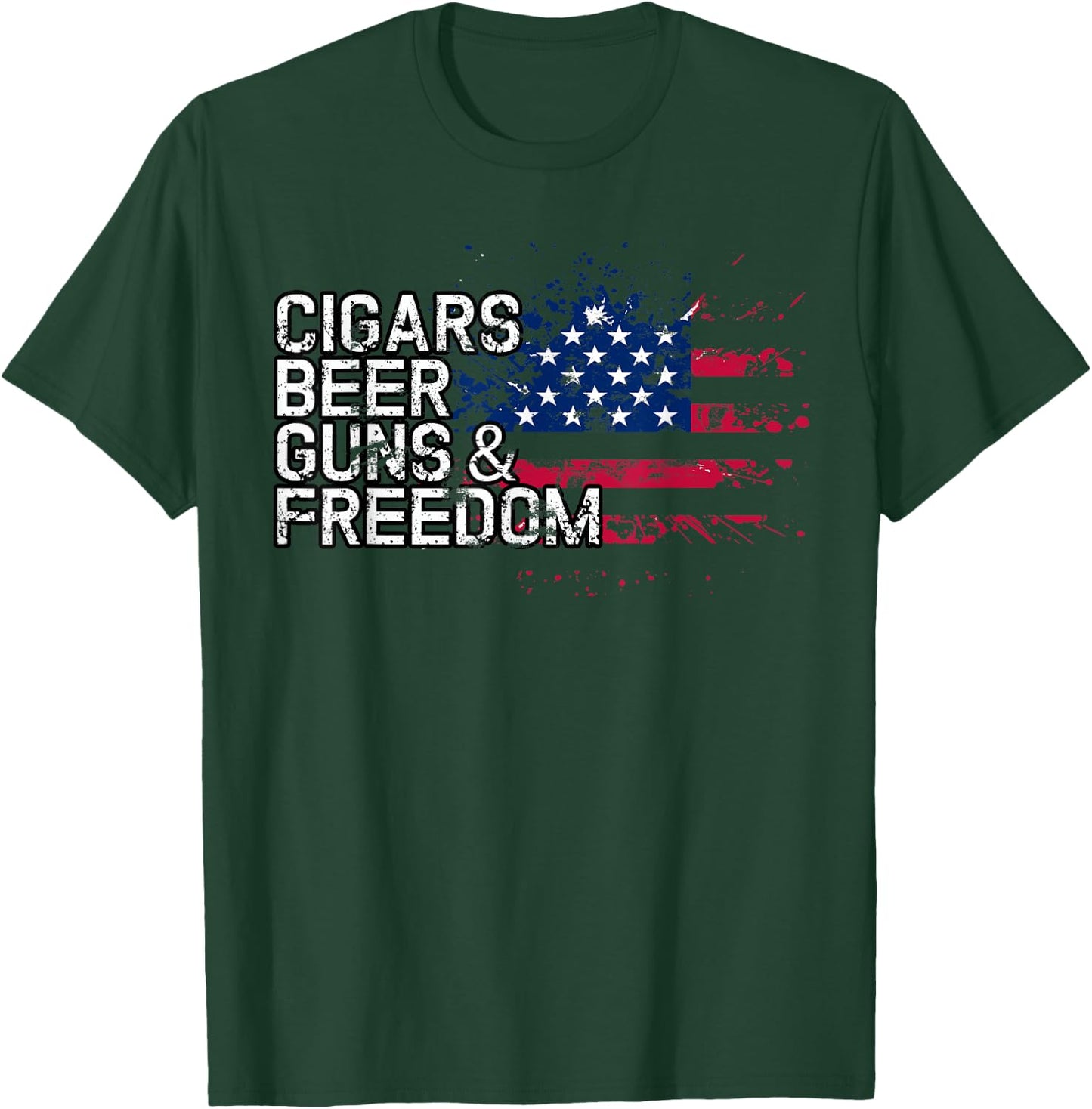 Cigars Beer Guns & Freedom Beers Bar T-Shirt - T-Shirt | Forest