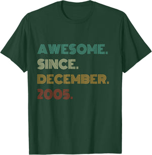20 Years Old Awesome Since December 2005 20th Birthday T-Shirt - T-Shirt | Forest