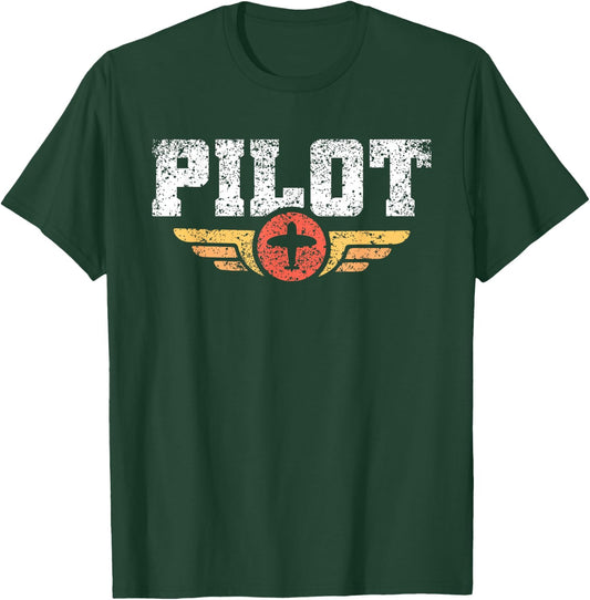Pilot Aviator Airplane Aviation Pilot T-Shirt - T-Shirt | Forest
