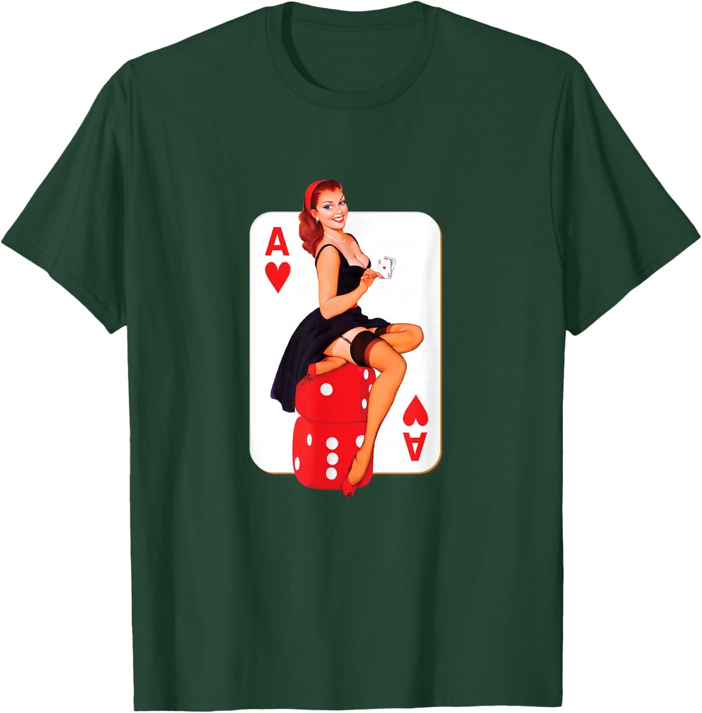 Sexy Vintage Casino Pinup Girl T-Shirt - T-Shirt | Forest