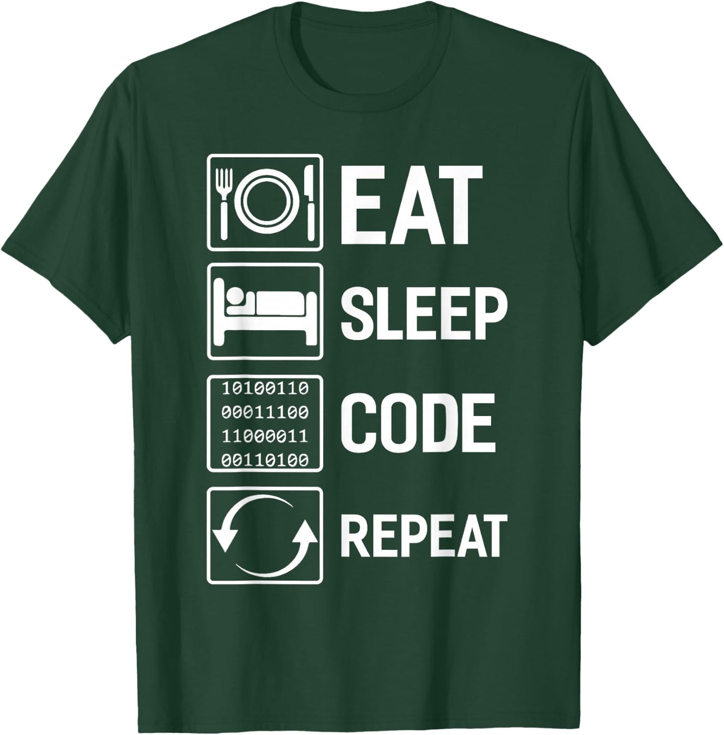 Programmer Eat Sleep Code Repeat T-Shirt - T-Shirt | Forest