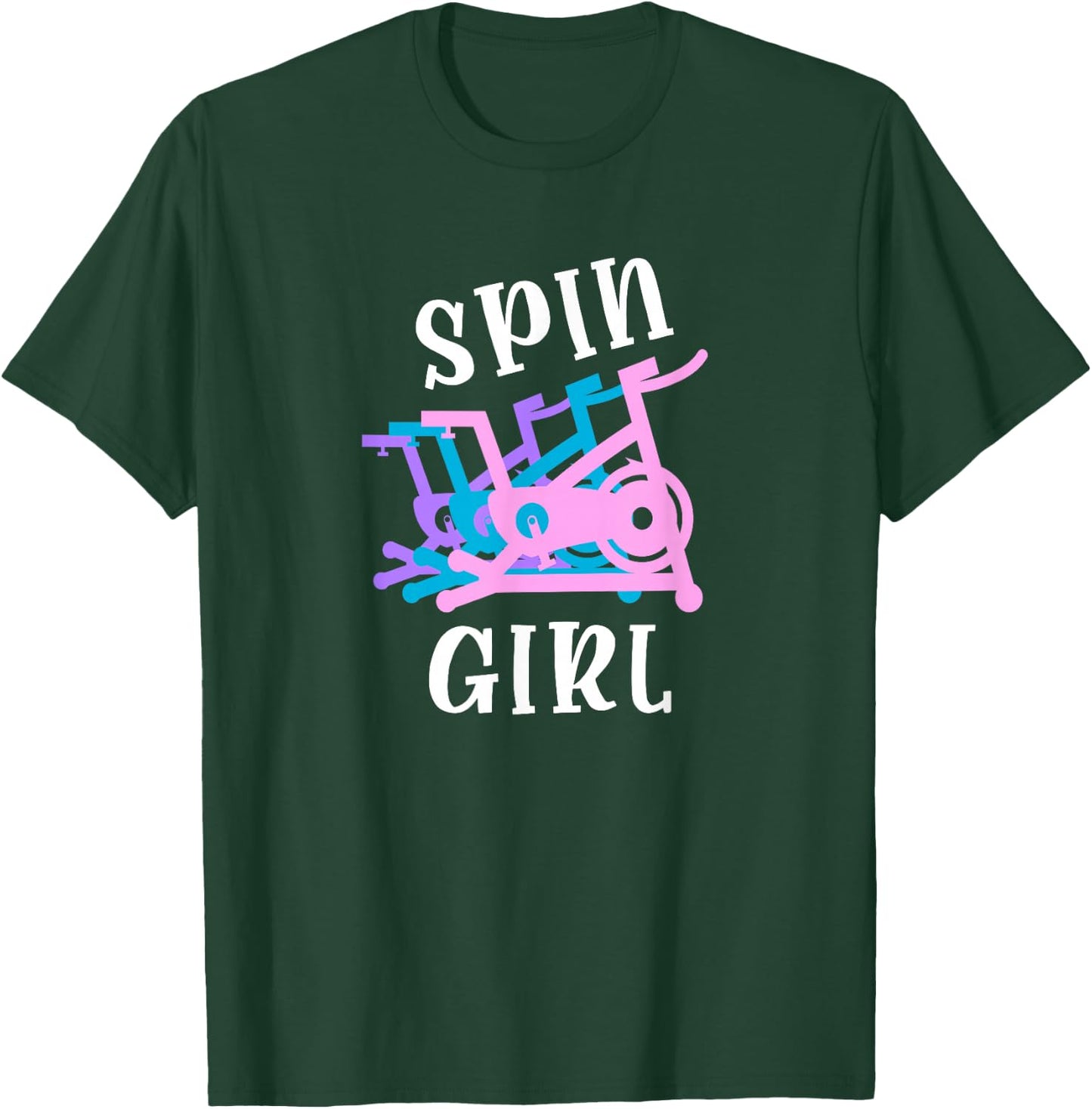 Spin Workout Saying Spinning Class Women Spin Bike Graphic T-Shirt - T-Shirt | Forest