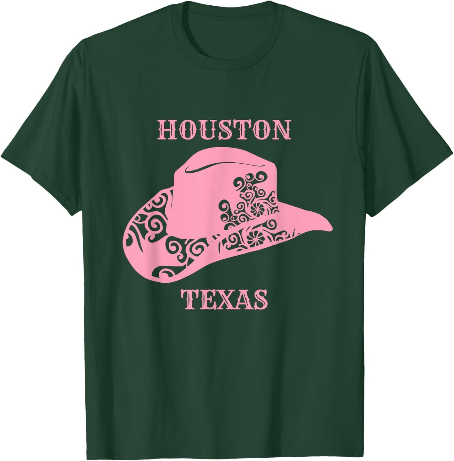 Pink Houston Texas Cowgirl Hat T-Shirt - T-Shirt | Forest