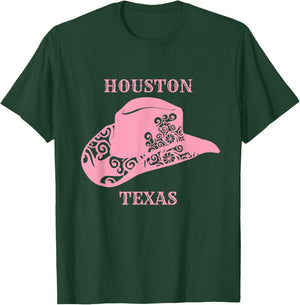 Pink Houston Texas Cowgirl Hat T-Shirt - T-Shirt | Forest