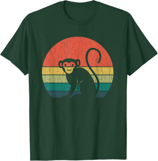 Retro Vintage Chimpanzee Funny Monkey Animal Lover Graphic T-Shirt - T-Shirt | Forest