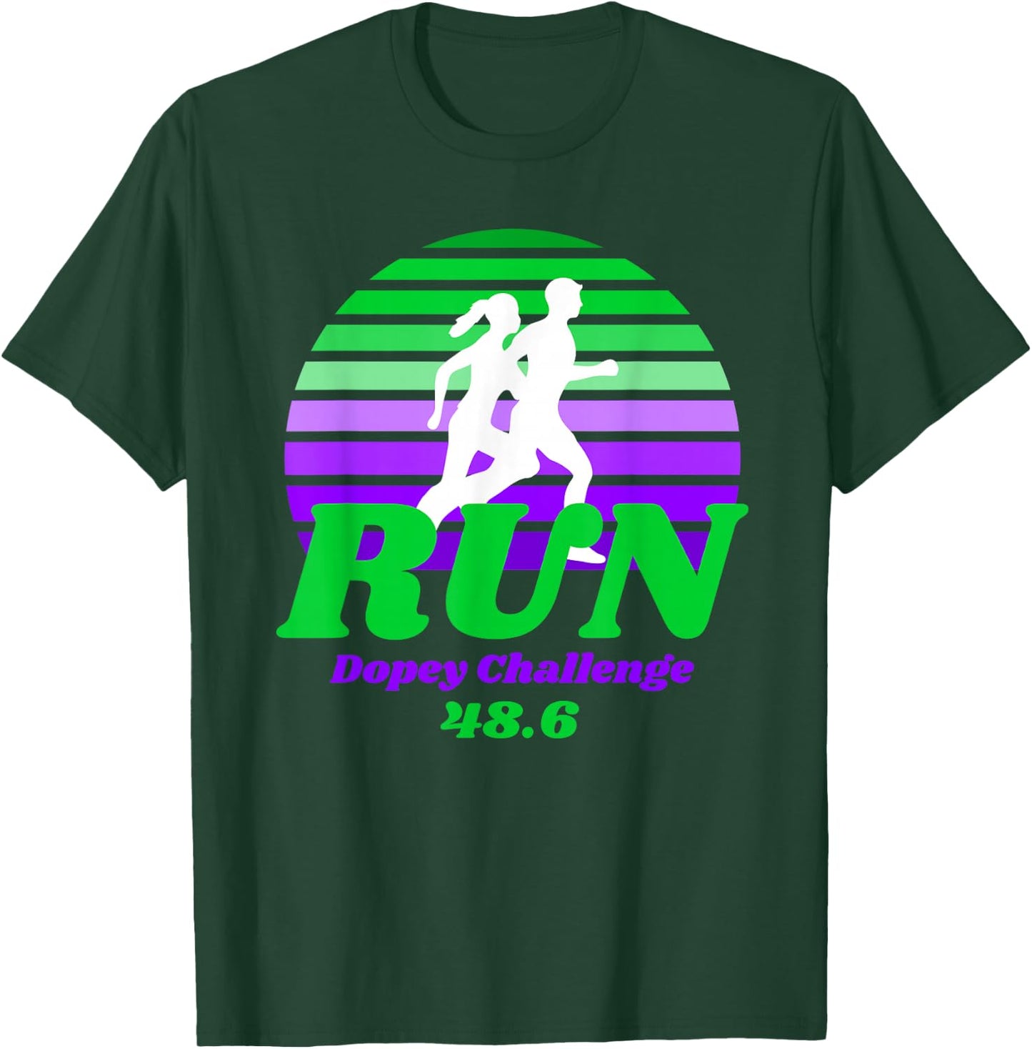 Run Dopey Challenge Sunset Marathon Runner Graphic T-Shirt - T-Shirt | Forest