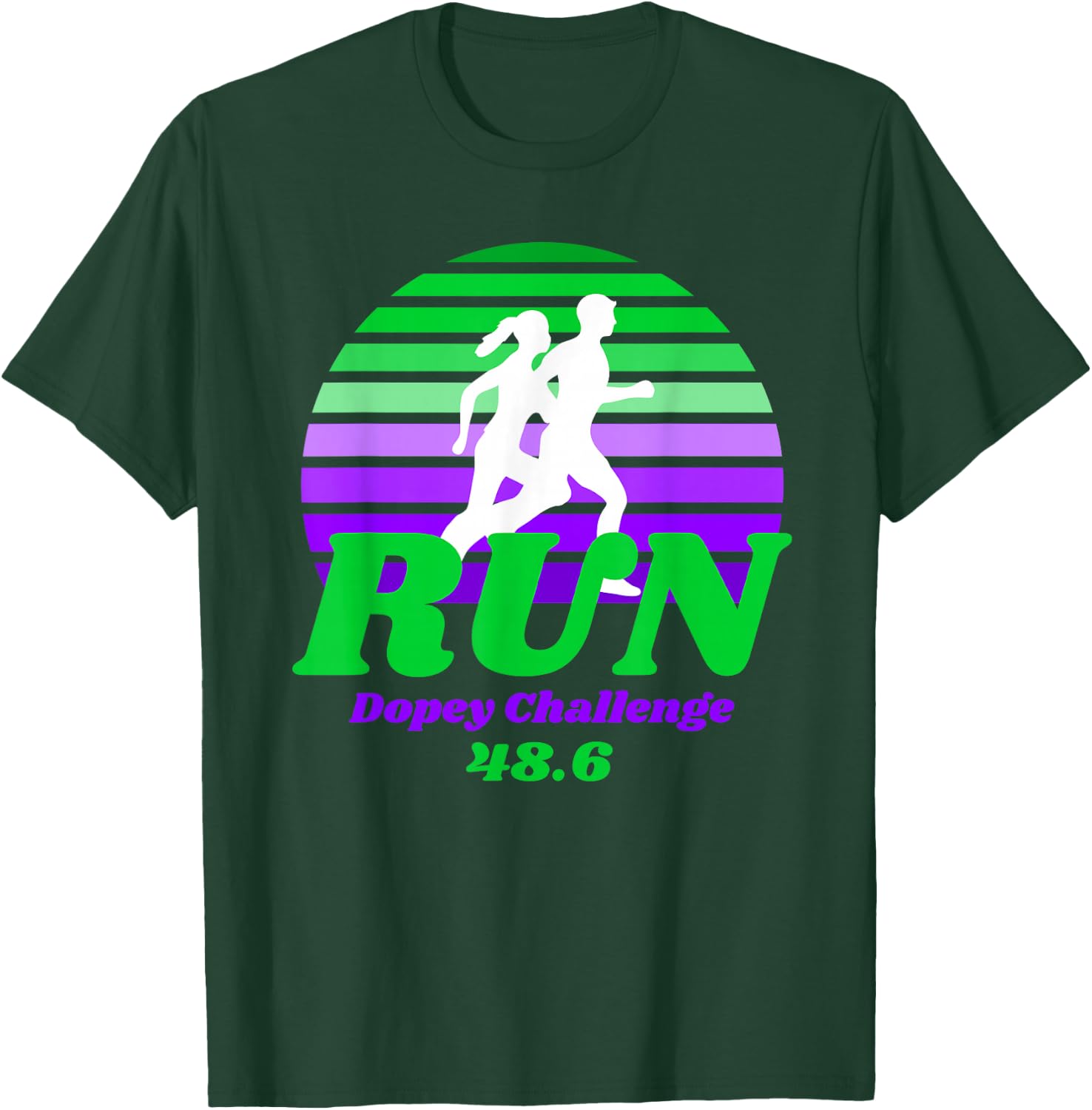 Run Dopey Challenge Sunset Marathon Runner Graphic T-Shirt - T-Shirt | Forest