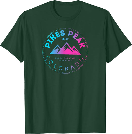 Pikes Peak Colorado - Rocky Mountain Retro T-Shirt - T-Shirt | Forest