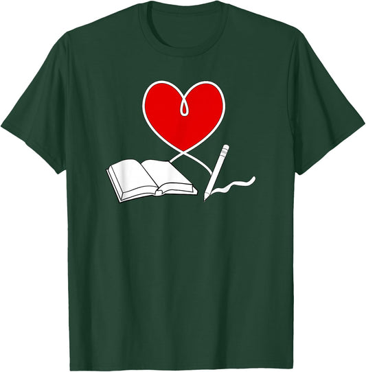 Valentines Day Author Writers Book Lover Writers and Authors T-Shirt - T-Shirt | Forest