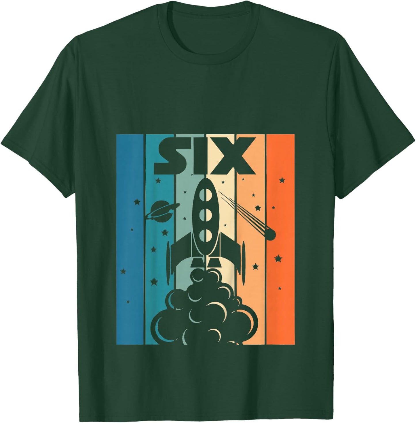 6 Year Old 6th Space Rocket Astronaut Birthday Boys Girls T-Shirt - T-Shirt | Forest