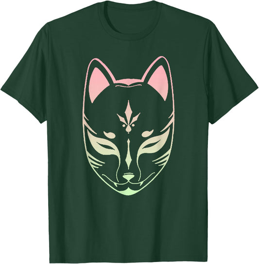 Anime Kitsune Retro Vintage Japanese Fox Mask T-Shirt - T-Shirt | Forest