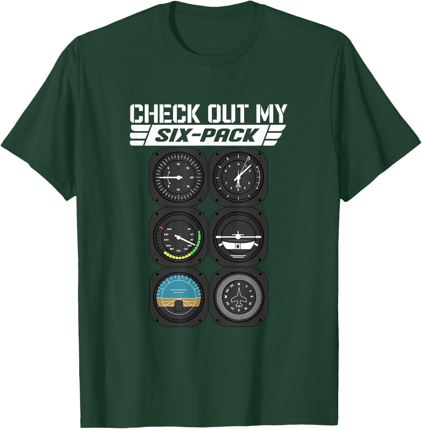Flight Instruments Pilot Cockpit Tools Altitude Meter Pilot T-Shirt - T-Shirt | Forest