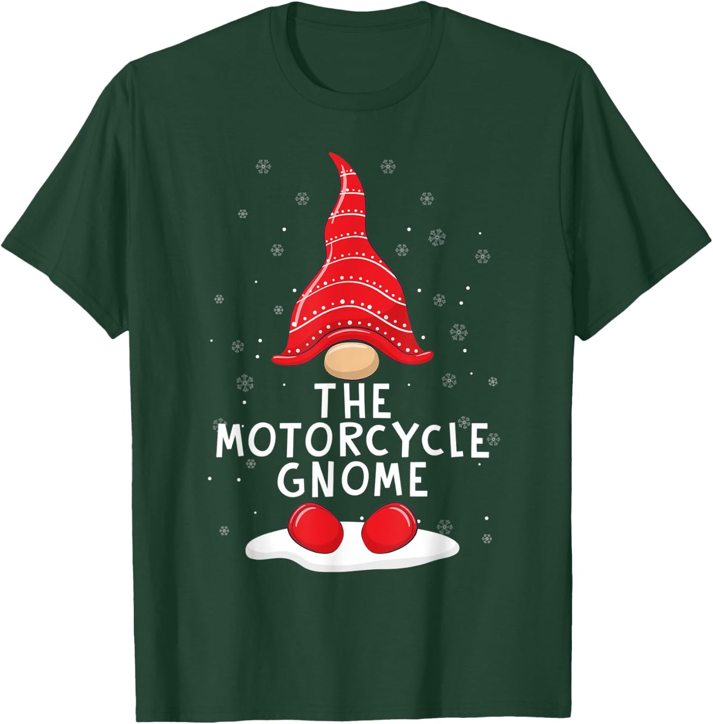 Funny The Motorcycle Gnome Christmas Pajamas Xmas Holiday T-Shirt - T-Shirt | Forest