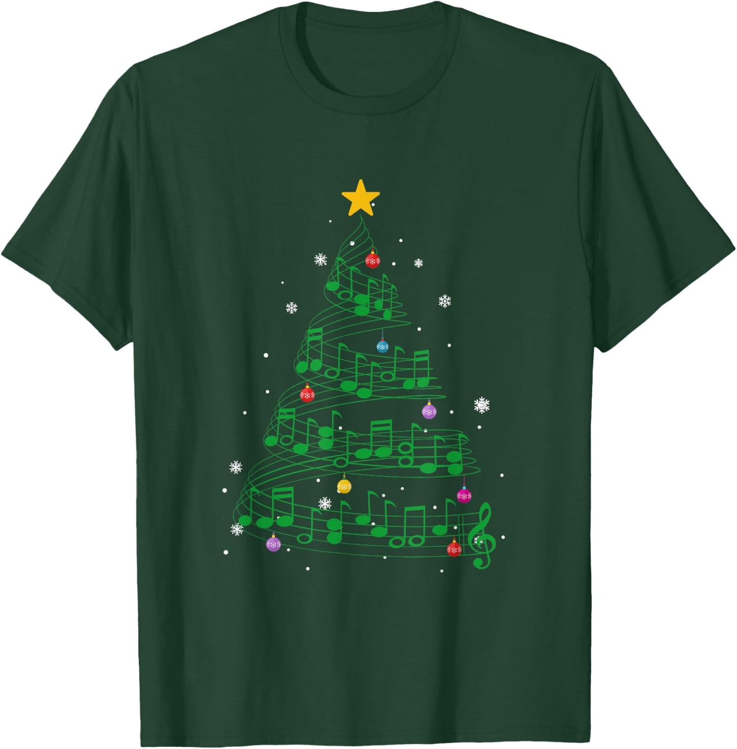 Music Note Tree Christmas Tree Gift T-Shirt - T-Shirt | Forest