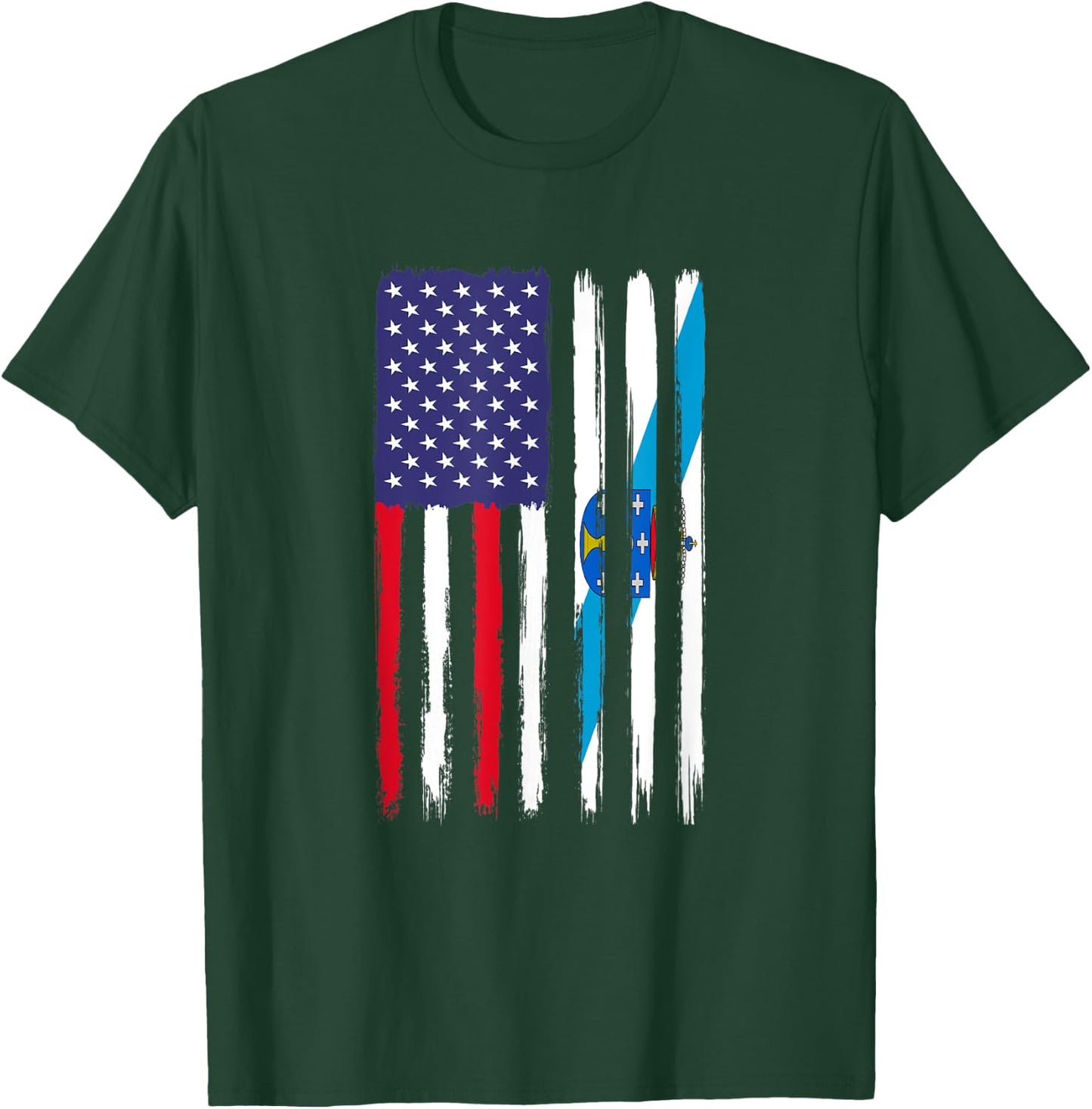 Galician Roots Half American Flag Patriotic Galician Kids Men T-Shirt - T-Shirt | Forest