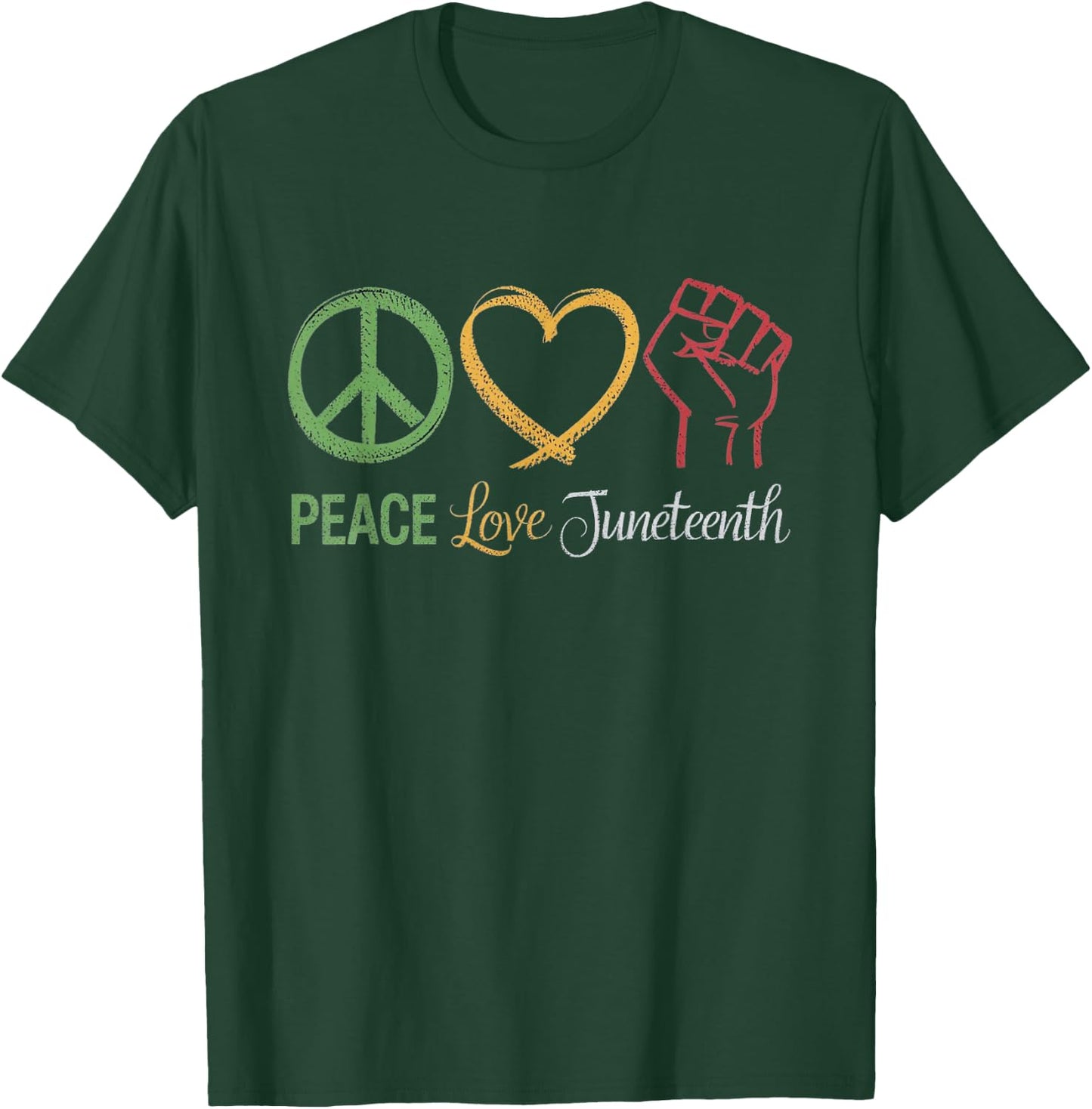 Peace Love Juneteenth African American Pride T-Shirt - T-Shirt | Forest