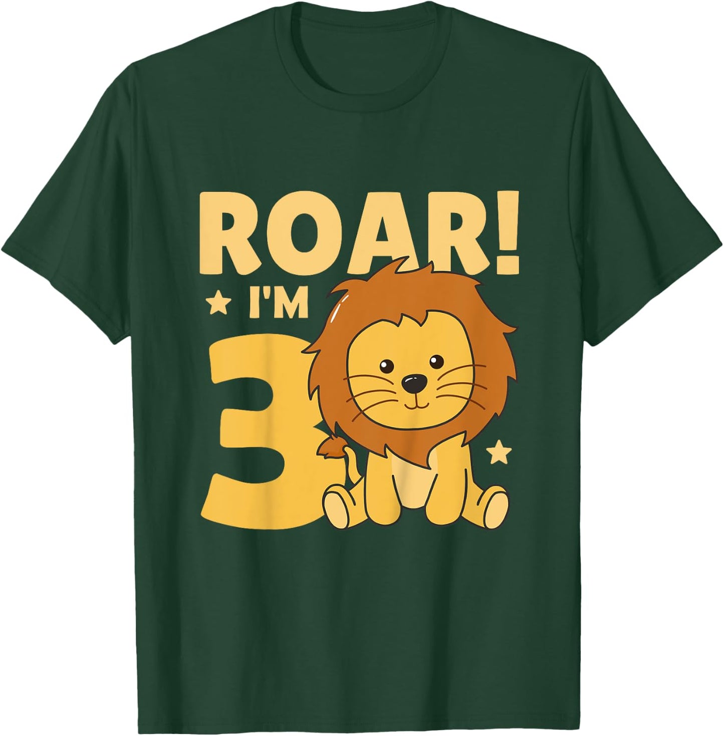 Kids 3rd Birthday Lion 3 Years Old Cub Lion T-Shirt - T-Shirt | Forest