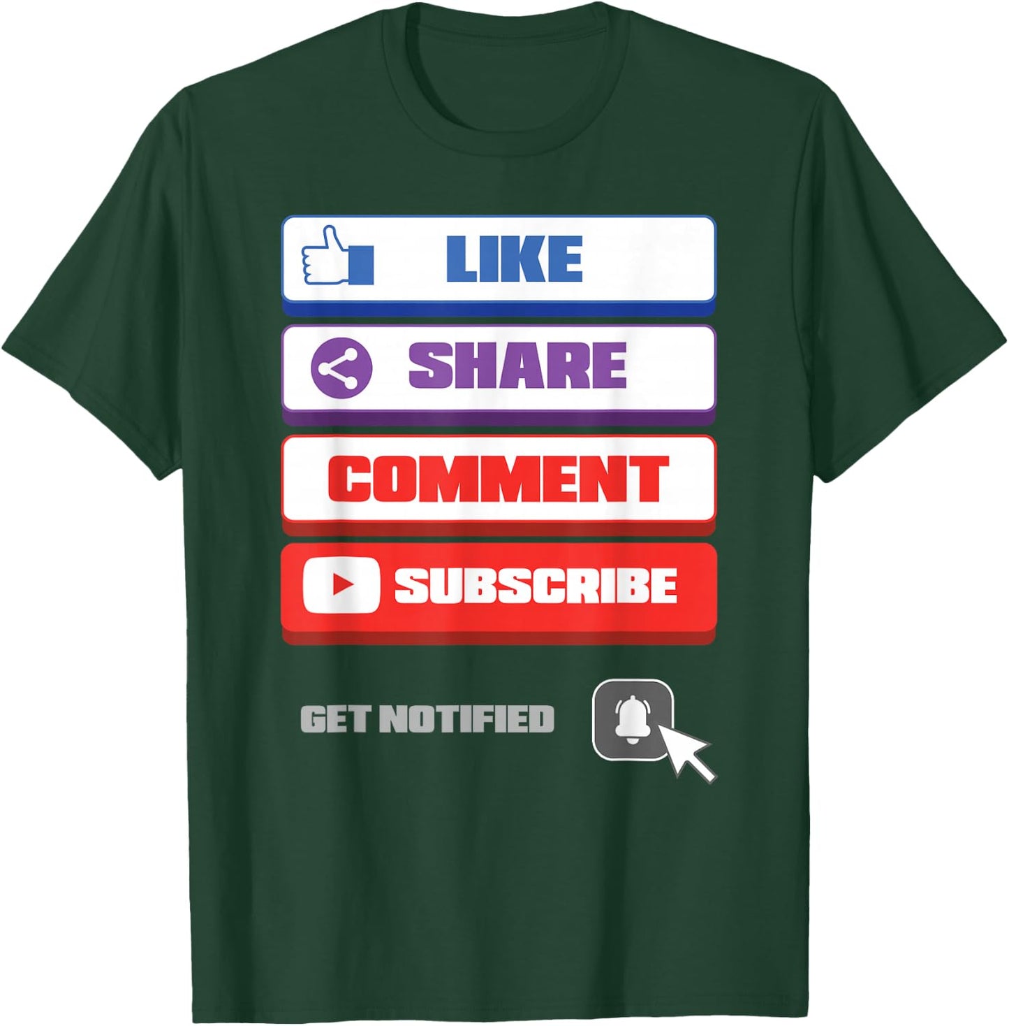 Social Media Like Share Comment Subscribe Vlogger T-Shirt - T-Shirt | Forest