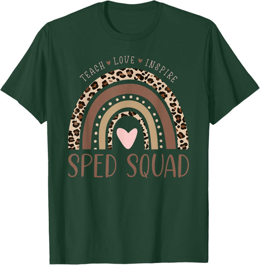 Special Education SPED Sped Squad Leopard Rainbow Modern T-Shirt - T-Shirt | Forest