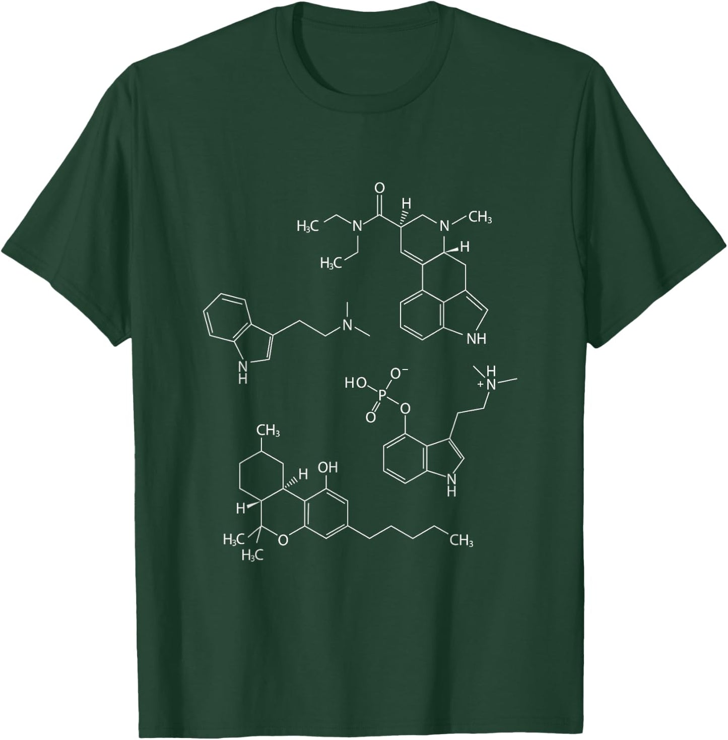 Psychedelic Molecules LSD DMT THC Drugs Psychonaut funny T-Shirt - T-Shirt | Forest