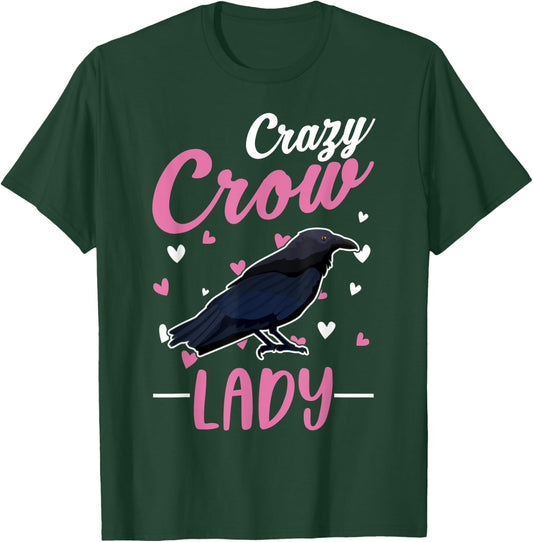 Crazy Crow lady Raven Girl T-Shirt - T-Shirt | Forest