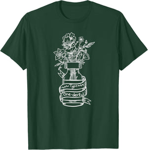 Type 1 Diabetes T1D One-Derful Floral Insulin Bottle Gift T-Shirt - T-Shirt | Forest