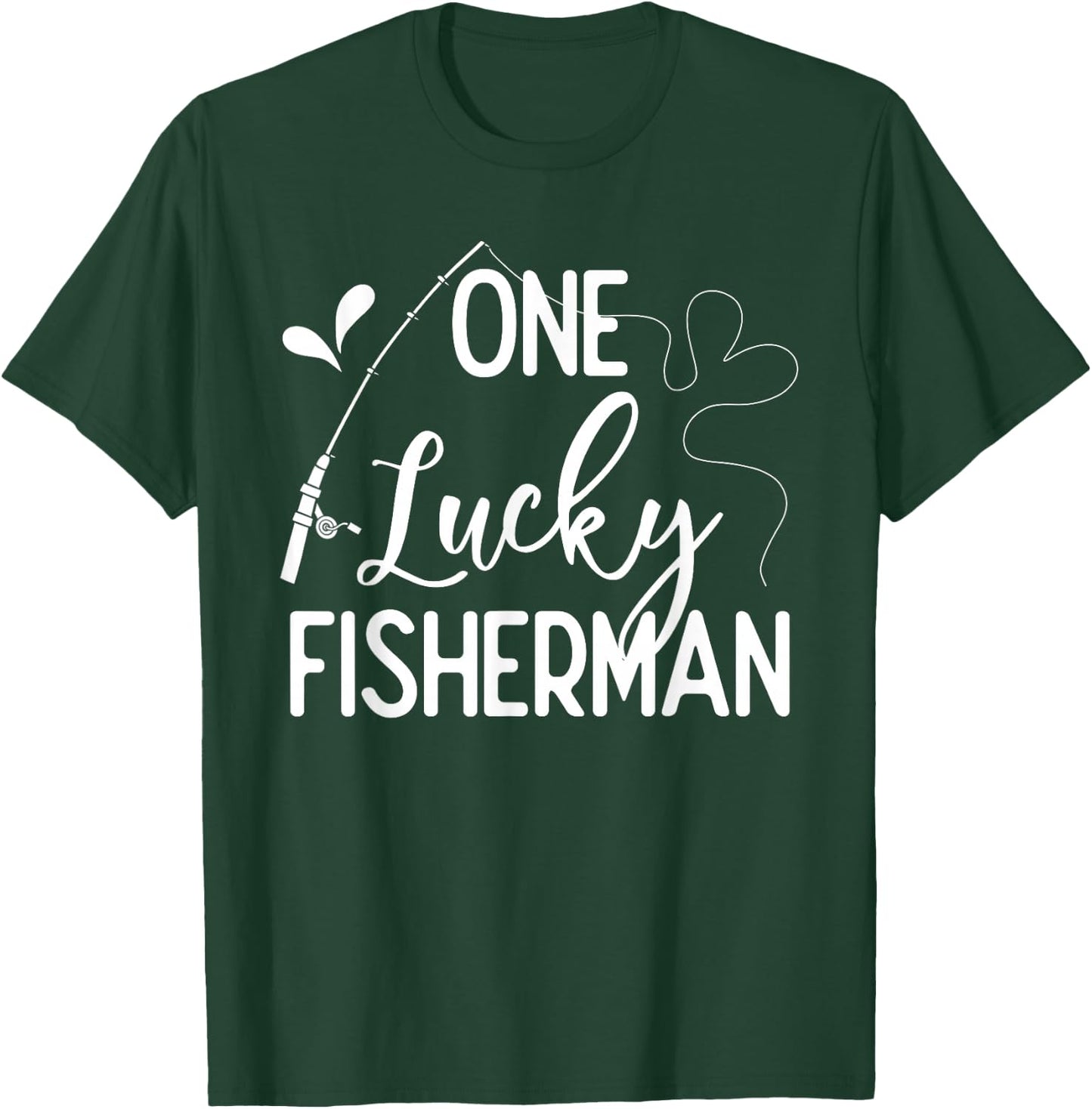 One Lucky Fisherman Couple Fishing Fishers Matching Gift T-Shirt - T-Shirt | Forest