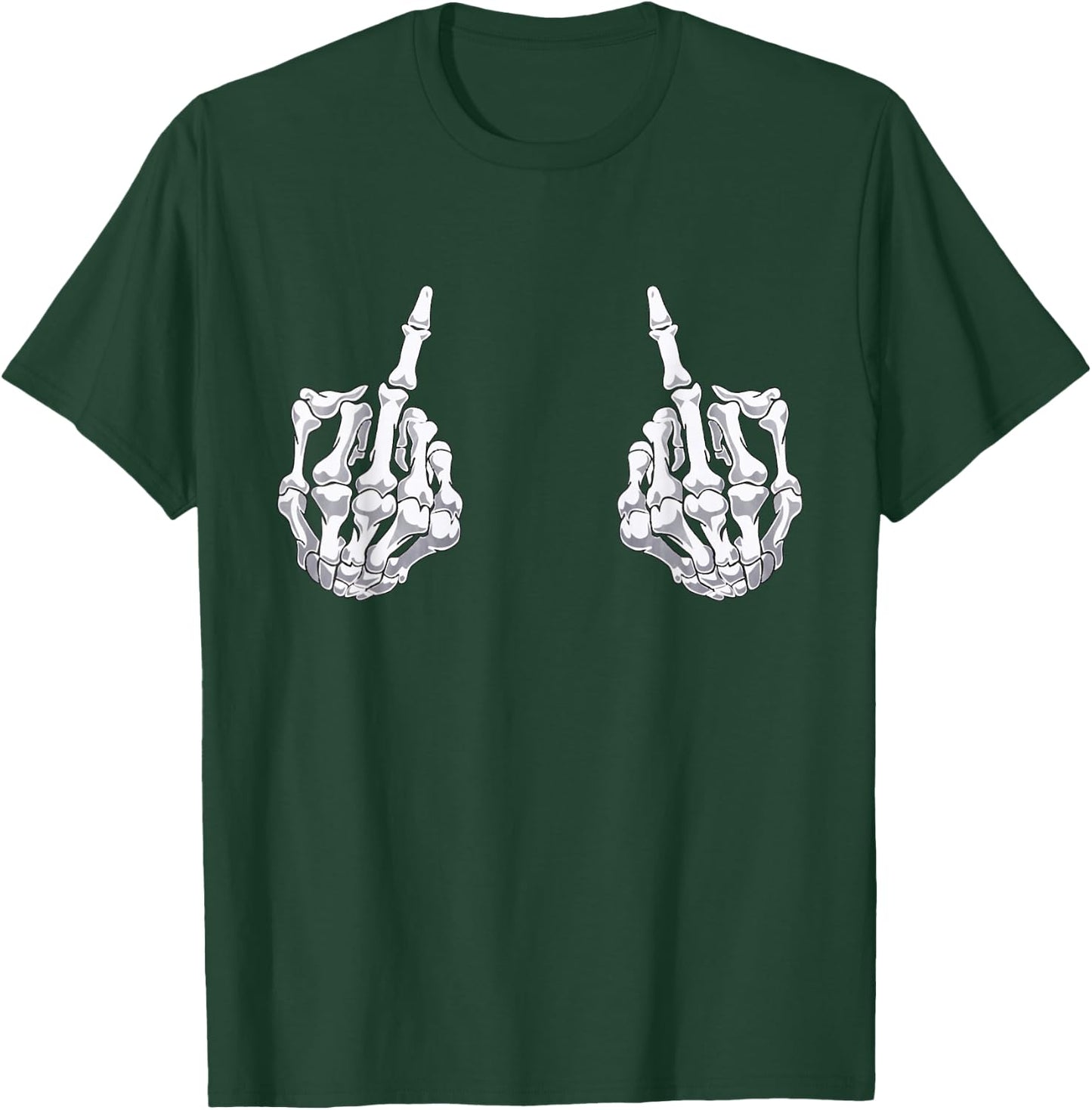 Skeleton Hand Halloween Bones Middle Finger Skull Men Women T-Shirt - T-Shirt | Forest