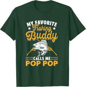 Fishing Grandpa - Pop Pop Fishing Buddy - Fishing Pop Pop T-Shirt - T-Shirt | Forest