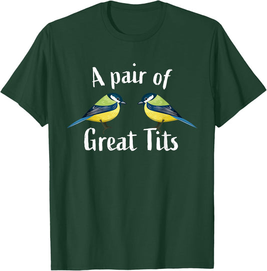 Funny tit bird, birdwatching gift | A pair of great tits T-Shirt - T-Shirt | Forest