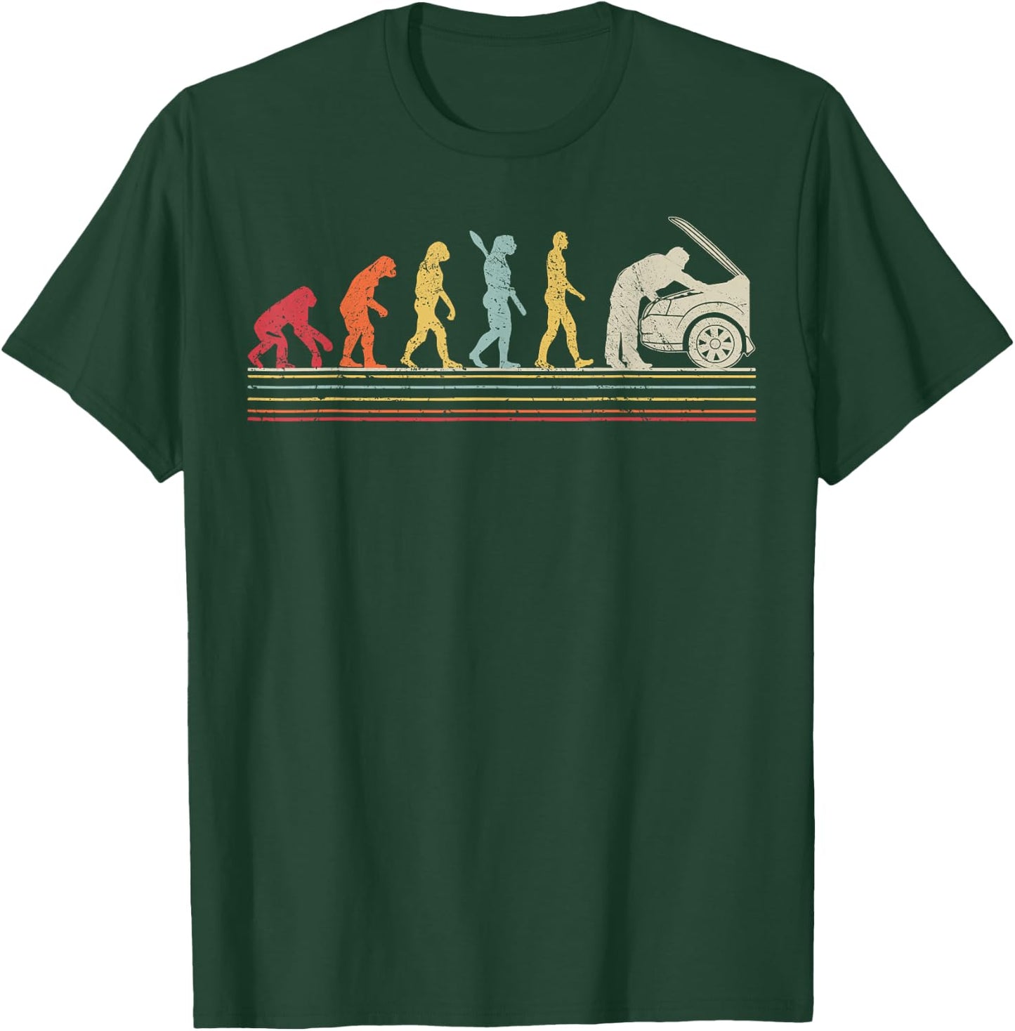 Vintage Style Car Mechanic Evolution Automotive Technician T-Shirt - T-Shirt | Forest