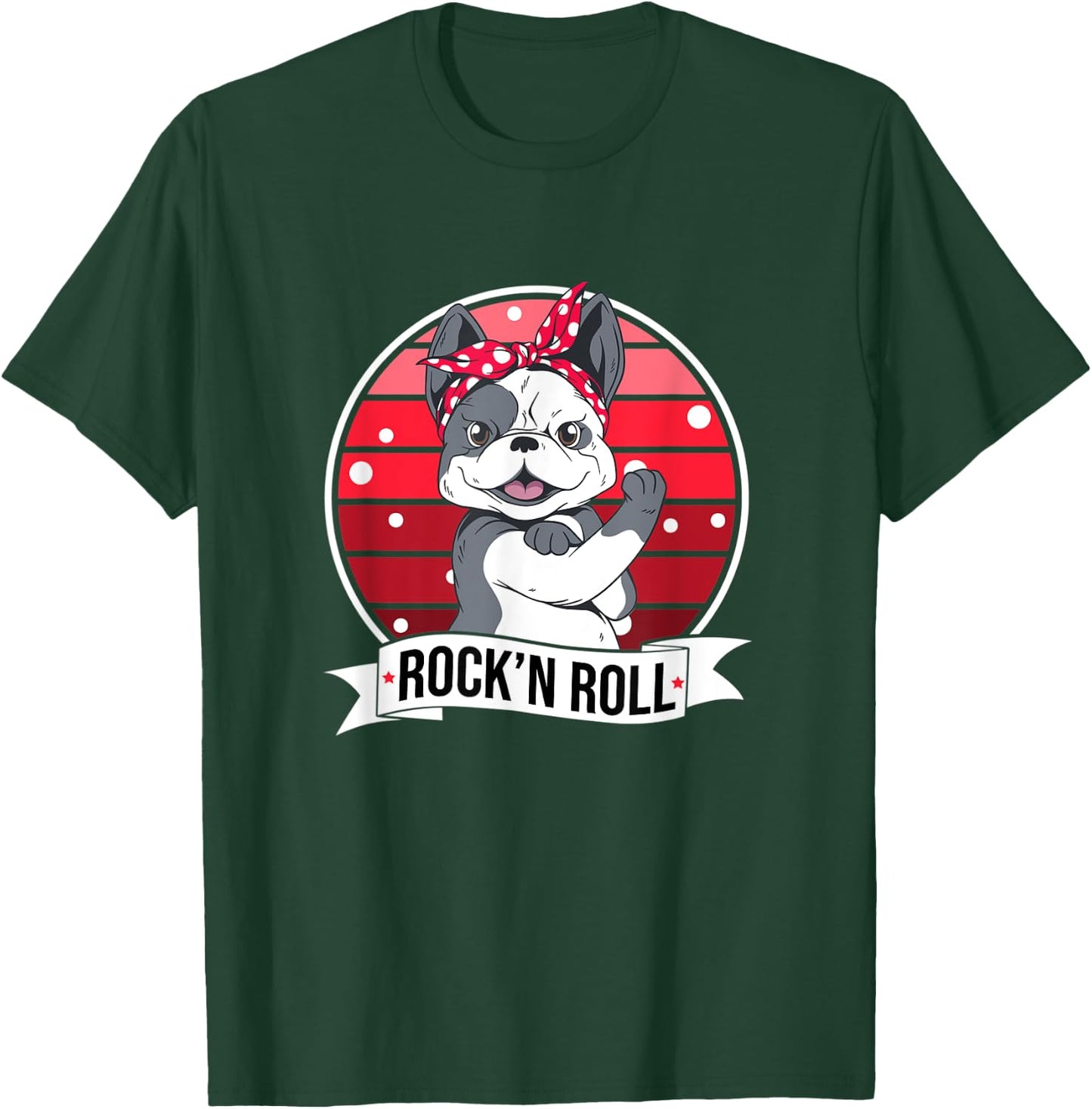Rockabilly Dog French Bulldog Pin Up Rock'n'Roll Men Women Kids T-Shirt - T-Shirt | Forest