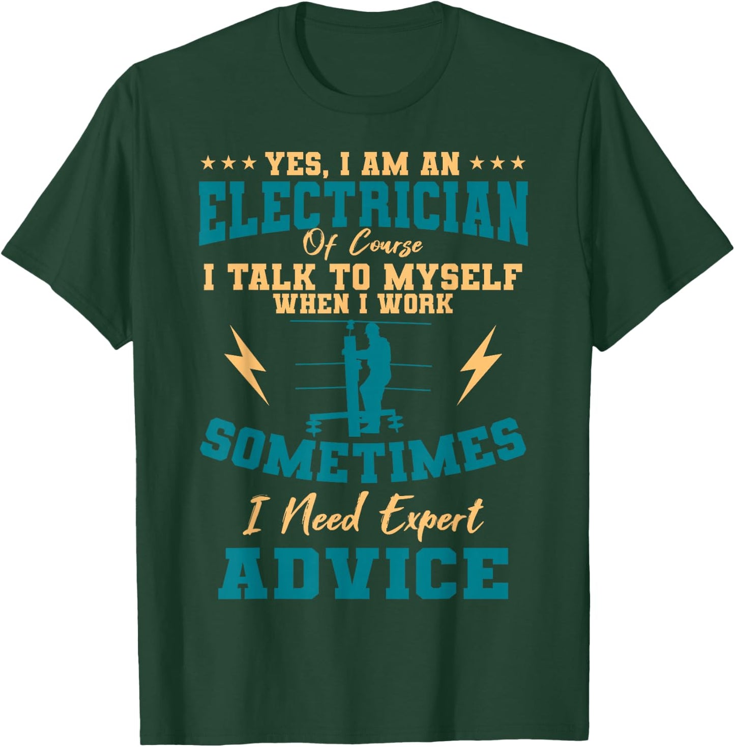 Electrician Electricity Lineman Wiring Electrical Engineer Small T-Shirt - T-Shirt | Forest