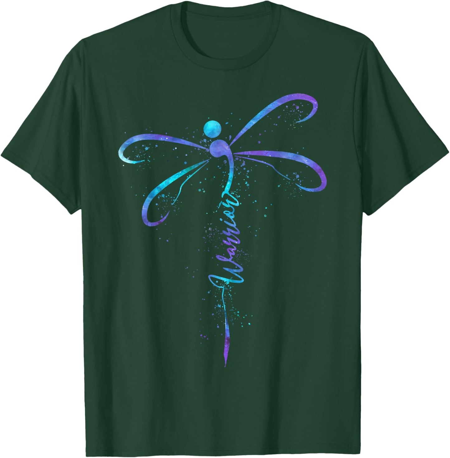 Suicide Prevention Awareness Warrior Dragonfly Semicolon T-Shirt - T-Shirt | Forest