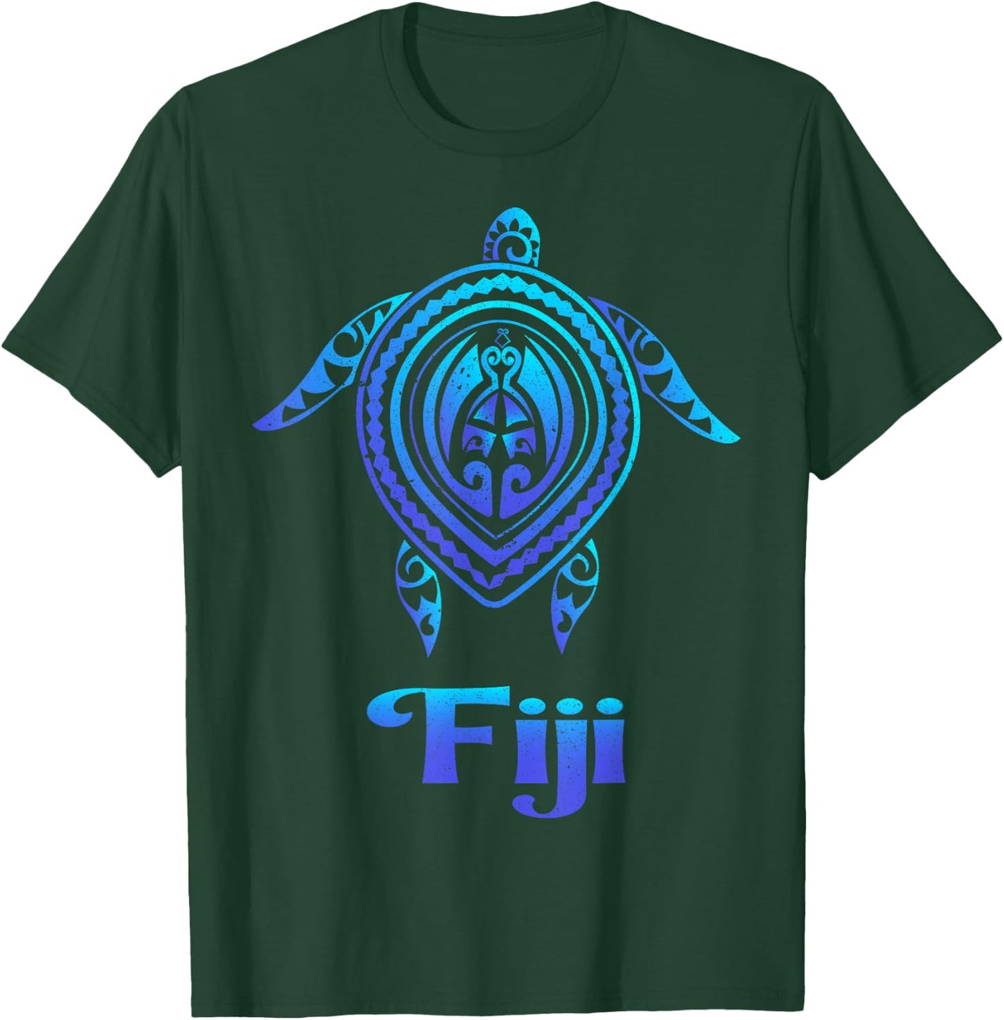 Fiji Island Sea Turtle Blue Sea Tribal Pattern Scuba Diving T-Shirt - T-Shirt | Forest