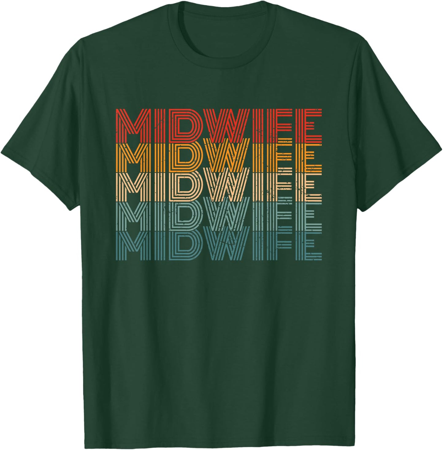 Retro Doula Birthing Support Women Baby Catcher Midwife T-Shirt - T-Shirt | Forest